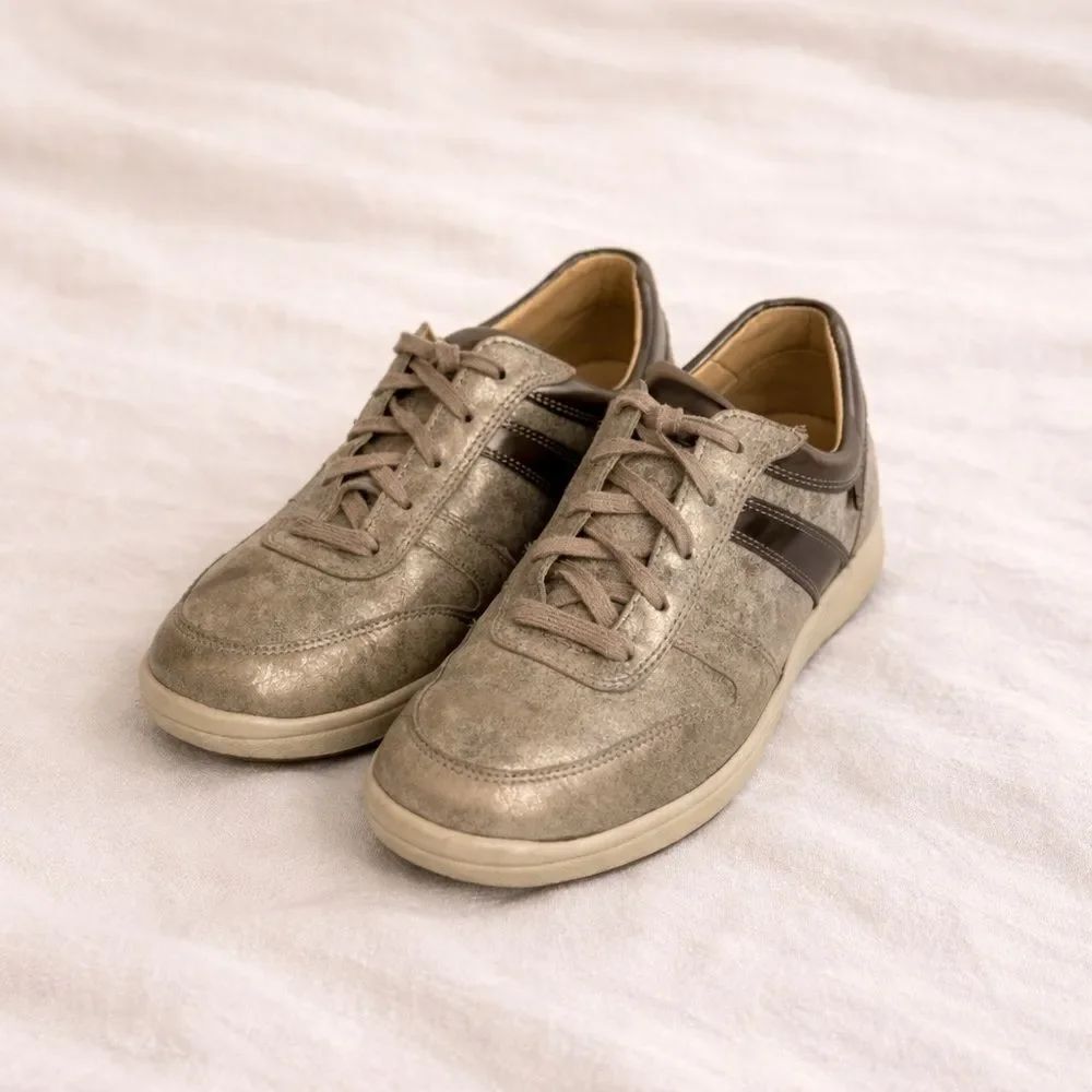 Mephisto Rebecca Nubuck Leather Comfort Sneakers Taupe Lace-Up Size 8.5